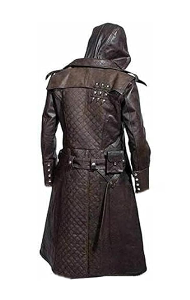 Men's Stylish Brown Genuine Leather & Faux Leather Trench
